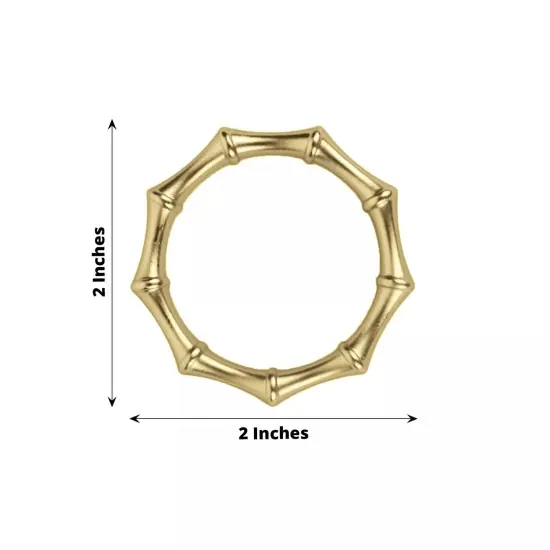 4 Gold Bamboo Knuckle Metal Napkin Rings {5}