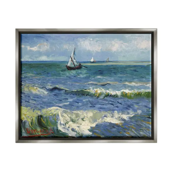 Stupell Industries Les Saintes-Maries-de-la-Mer Van Gogh Framed Floater Canvas Wall Art Gray Floater Frame {1}
