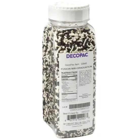 DecoPac Graduation Fusion Mix Sprinkles 26 oz. handheld container {1}