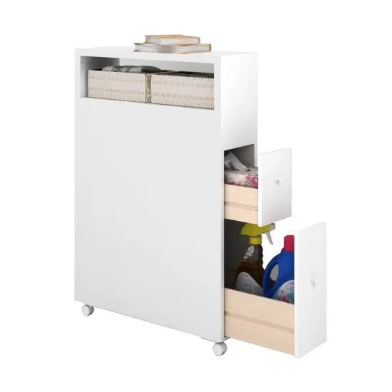 Slim Bathroom Storage Cabinet With 2 Slide Out Drawers {3}