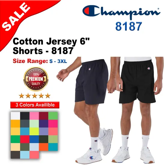 Champion&reg; Cotton Jersey 6" Shorts Black {2}
