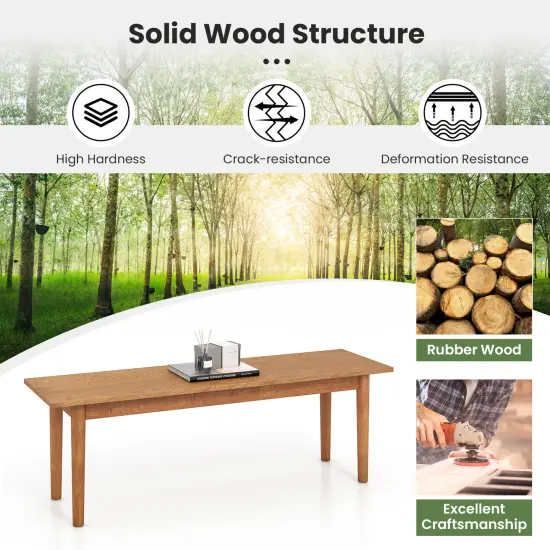 Solid Wood Dining Bench Entryway Bench With Rubber Wood Legs {6}