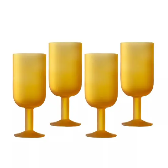 Elle Decor Frosted Glass Goblets Set of 4, 8.2 Ounce Capacity - Amber {1}