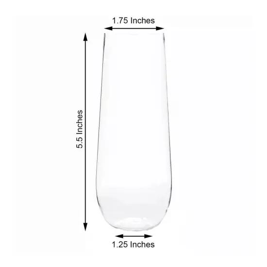 18 CLEAR 9 oz STEMLESS PLASTIC CHAMPAGNE FLUTES {3}