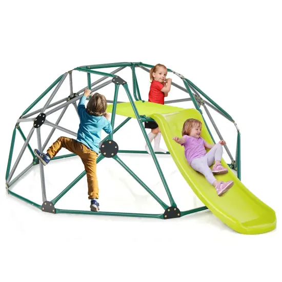 Kids Climbing Dome With Slide And Fabric Cushion For Garden Yard-green {4}