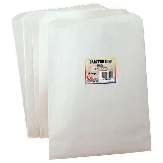 Pinch Bottom Paper Bags, 8.5" x 11", White, 50 Per Pack, 3 Packs {2}