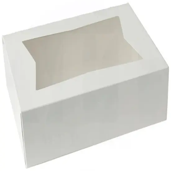 8" x 5 3/4" x 2 1/2" H White Bakery Treat Boxes with Window Pastry Boxes for Cakes, Cookies and Desserts {1}