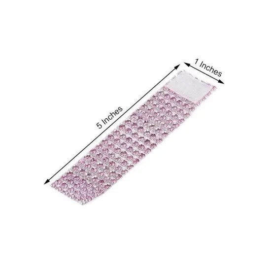 20-Pieces Diamond Rhinestone Mesh Napkin Rings Pink {3}