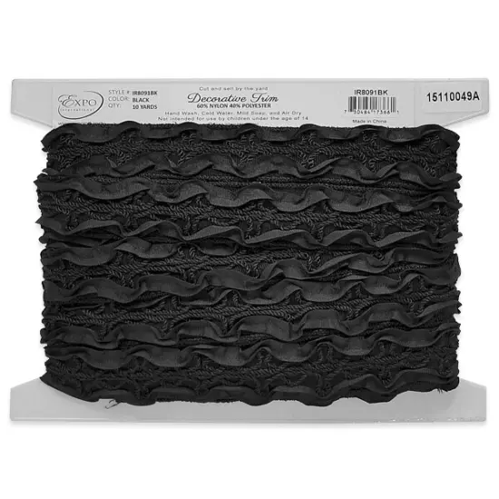 10 yards of Ribbon Rosette & EmbroideryTrim | 10 yard cut Black {3}