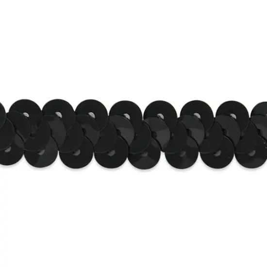 10 yards of 1 Row 3/8" Metallic Stretch Sequin Trim | 10 yard cut Black {1}