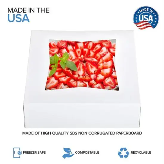 8 x 8 x 2.5&rdquo; White Bakery Boxes with Window Pastry Boxes for Strawberries, Dessert Boxes, Bakery {2}
