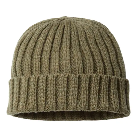 Atlantis Headwear&reg; Sustainable Cable Knit Cuffed Beanie Olive {1}