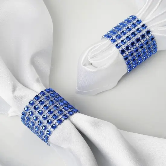 20-Pieces Diamond Rhinestone Mesh Napkin Rings Royal blue {1}