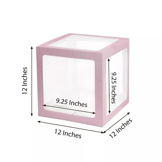 BLUSH 12" Transparent Balloon Boxes with Glittered Trim Centerpiece {4}