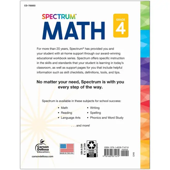 Spectrum Gr 4 Math Workbook {2}