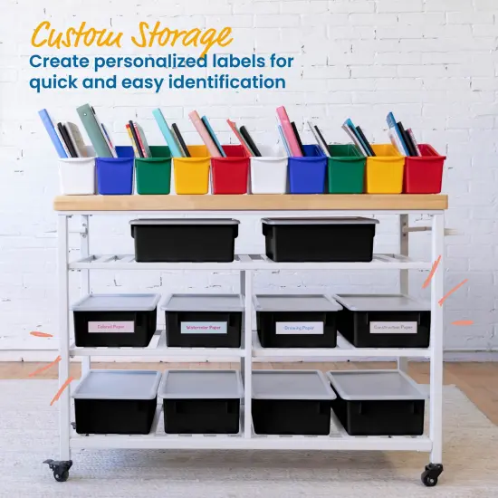 Letter Size Deep Tray with Lid, Storage Bin, 10-Piece Black {4}