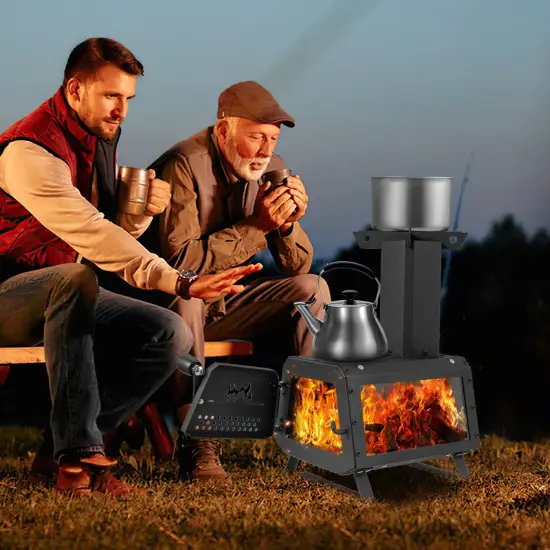 Portable Wood Camping Burning Stove Heater With 2 Cooking Positions {5}