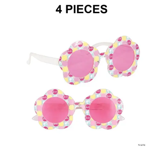 Adults Barbie Flower-Shaped Pink Glasses 4 Pieces {1}