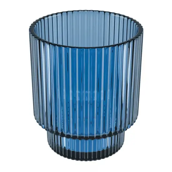 American Atelier Vintage Art Deco Fluted Drinking Glasses Set of 4, 9 oz - Blue {4}