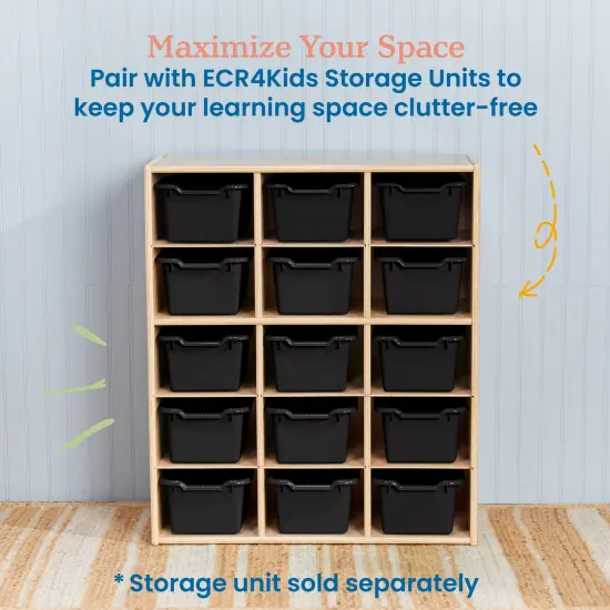 Scoop Front Storage Bins, Multipurpose Organization, 15-Pack Black {5}