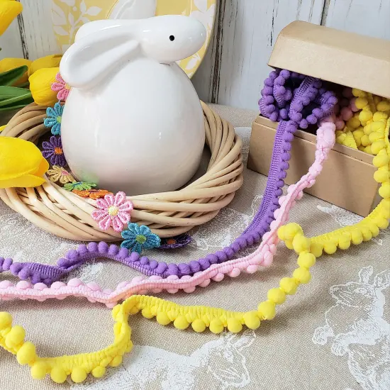 20 yards of Franky Pea Pod 3/8" Baby Pom Fringe Trim | 20 yard cut Neon Orange {5}