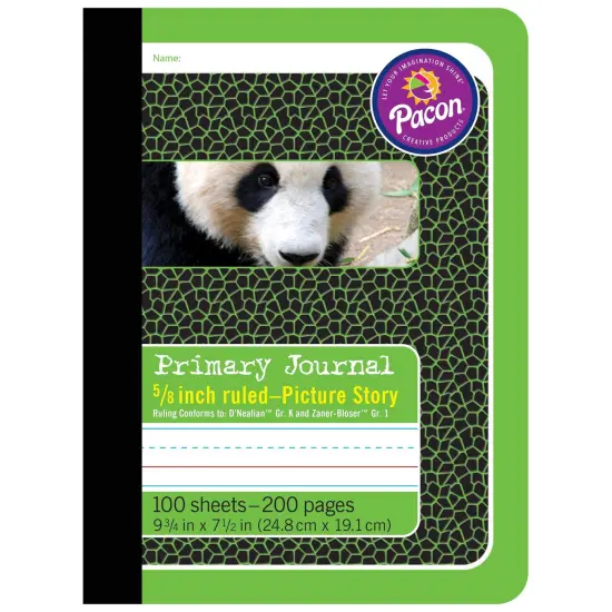 Primary Composition Book, Book Bound, D'Nealian/Zaner-Bloser, 5/8" x 5/16" x 5/16" Picture Story Ruled, 9-3/4" x 7-1/2", 100 Sheets, Pack of 6 {3}