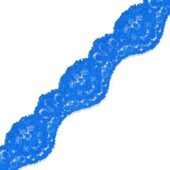 10 yards of Tifa 1 3/16"Scalloped Stretch Raschel Lace Trim | 10 yard cut Royal Blue {1}