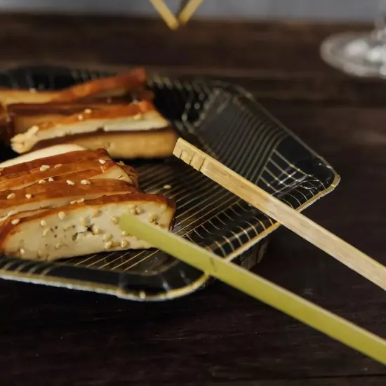 300 NATURAL 6" long Bamboo Disposable Food Serving Tongs {3}