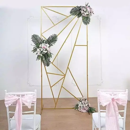 GOLD ft Rectangular Geometric Metal Arch Backdrop Stand {2}
