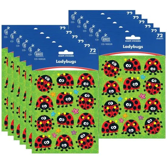 Ladybugs Shape Stickers, 72 Per Pack, 12 Packs {1}