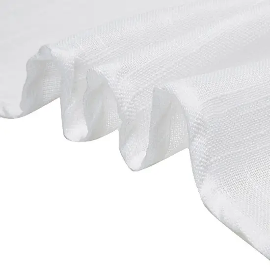 120" Round Faux Burlap Tablecloth White {2}
