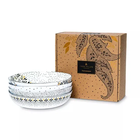 Portmeirion Sara Miller Artisanne Noir Low Pasta Bowl, 8.5 Inch, Set of 4 {3}