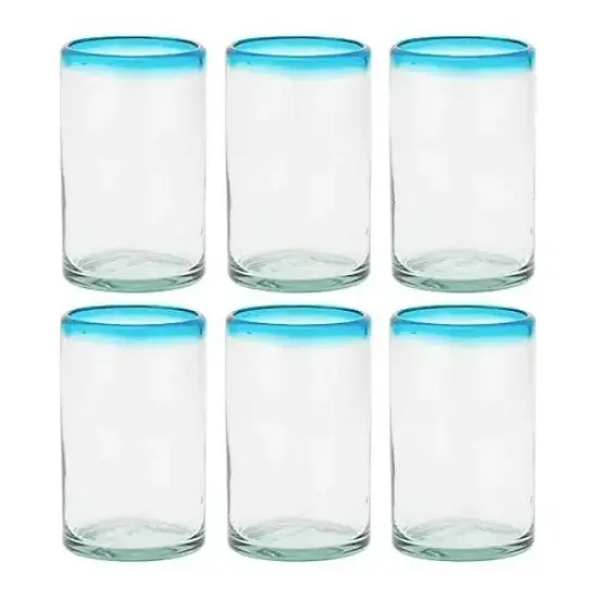 Amici Home Aqua Rim Hiball Glass | Set of 6 | 16 Ounce {1}