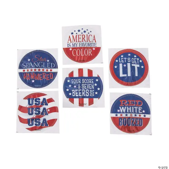 Patriotic Light-Up Badges with Sayings - 12 Pc. {2}