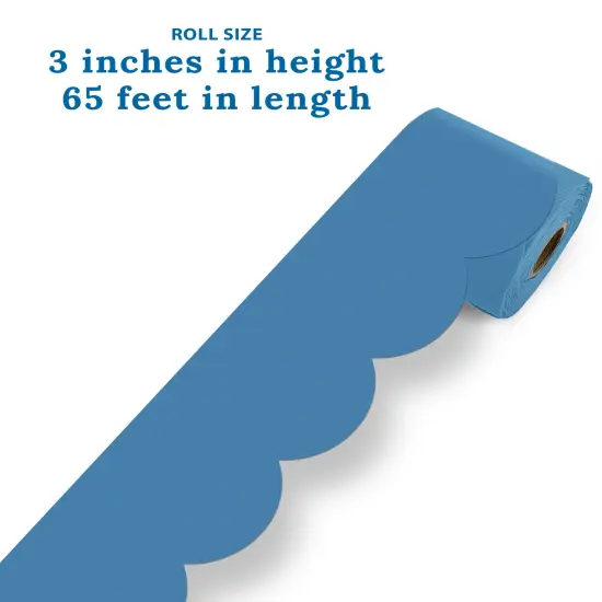 Carson Dellosa 65Ft of Ocean Blue Bulletin Board Borders, 1 Roll of Scalloped Trim for Rolling Whiteboard, Cork and Posterboard, Party, Office Decorations, and Classroom Decor {3}