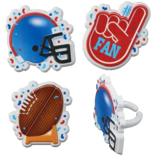Football Assortment Helmet, #1 Fan and Football with Goal Cupcake Rings set of 12 {2}