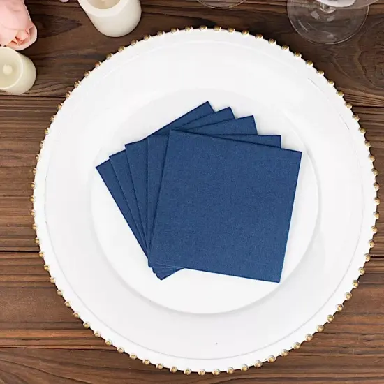 NAVY BLUE 20 Square 10" x 10" Airlaid Paper Disposable Cocktail NAPKINS {5}