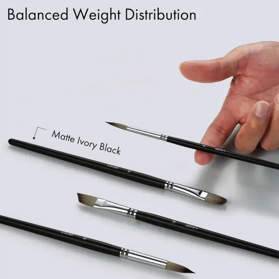 ARTIFY 24 Pieces Paint Brush Set, Expert Series, Enhanced Synthetic Brush Set with Cloth Roll and Palette Knife for Acrylic, Oil, Watercolor and Gouache (Black) {3}