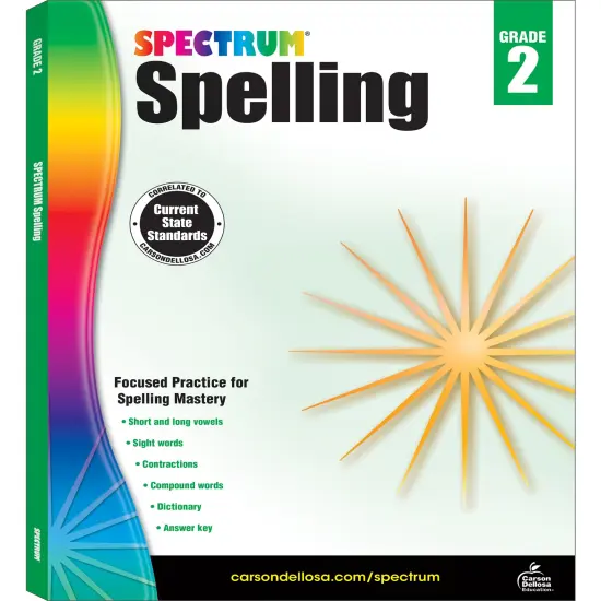 Spectrum Grade 2 Spelling Workbook, Sight Words, Dictionary Skills, Vowels, Vocabulary, Grammar, and More, Language Arts Classroom or Homeschool Curriculum {1}