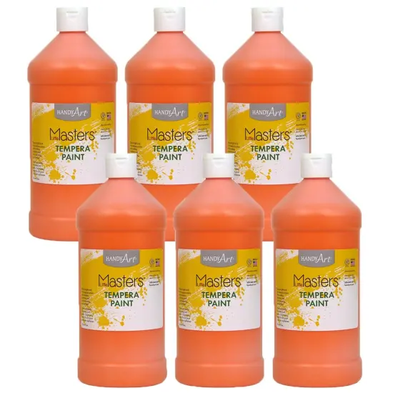 Little Masters&reg; Tempera Paint, Orange, 32 oz., Pack of 6 {1}
