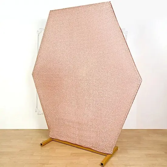 ROSE GOLD 8 ft Metallic Spandex Hexagon STAND COVER {4}