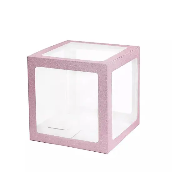 BLUSH 12" Transparent Balloon Boxes with Glittered Trim Centerpiece {1}