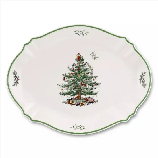 Spode Christmas Tree Fine Porcelain 17 Inch Oval Platter {1}