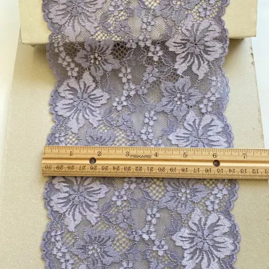 Kitcheniva 6.5" Wide Stretch Smoky Grey Floral Lace Trim {3}