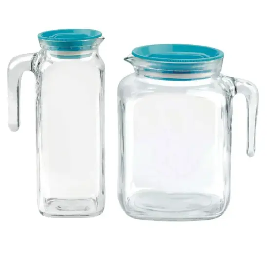Bormioli Rocco Frigoverre 67.75 oz. Glass Pitcher with Teal Hermetic Lid {3}