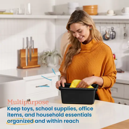 Scoop Front Storage Bins, Multipurpose Organization, 15-Pack Black {3}