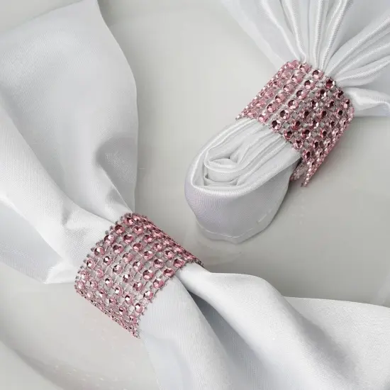 20-Pieces Diamond Rhinestone Mesh Napkin Rings Pink {1}