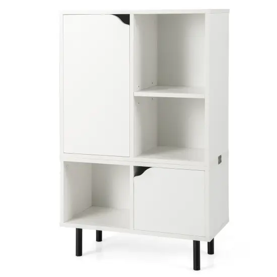 Stackable Bookcase With Adjustable Shelf And Cubes-white {3}