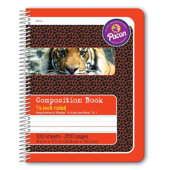 Primary Composition Book, Spiral Bound, D'Nealian/Zaner-Bloser, 5/8" x 5/16" x 5/16" Ruled, 9-3/4" x 7-1/2", 100 Sheets, Pack of 6 {2}