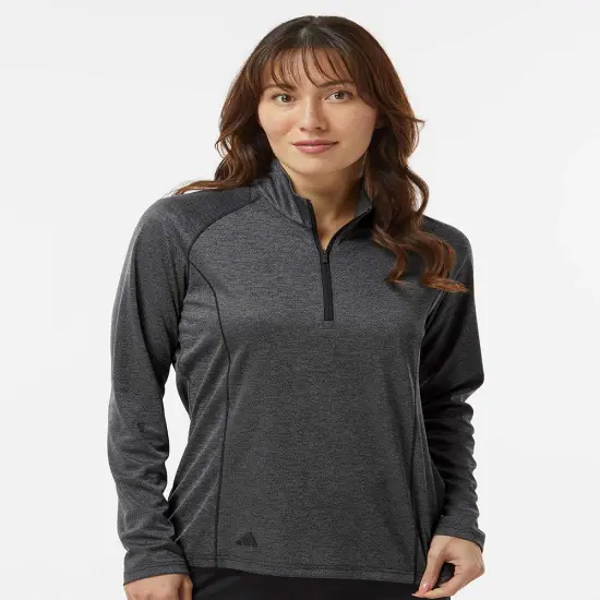 Adidas&reg; Women's Space Dyed Quarter-Zip Pullover Black melange {5}